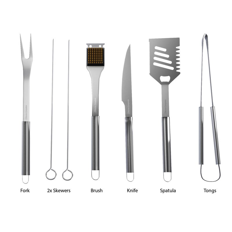 Home-Complete 7-Piece BBQ Grill Tool Kit - Stainless Steel BBQ Accessories Kitchen Set With Spatula, Tongs, Fork, Knife, Brush, Skewers, and Case by Home-Complete - Image 3